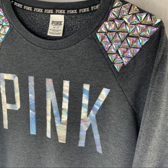 PINK Victoria’s Secret Holographic Sweatshirt XS - Picture 13 of 15